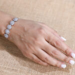 Swarovski Crystal Baguette Flower Push Bracelet in 925 Sterling Silver