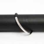 Minimalist Black Rubber Unisex Bar Bracelet in 925 Sterling Silver