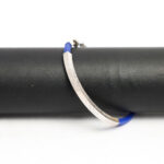 Minimalist Royal Blue Rubber Unisex Bar Bracelet in 925 Sterling Silver - Image 2
