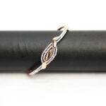 Swarovski Crystal Studded Interlocking Wave Kada in Rose Gold Plated 925 Sterling Silver - Image 2