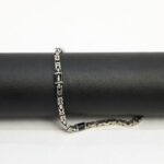 Interlocking Byzantine Black Onyx Gents Bracelet in 925 Sterling Silver